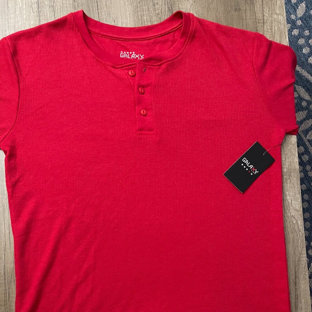Galaxy Men's Red Henley Shirt